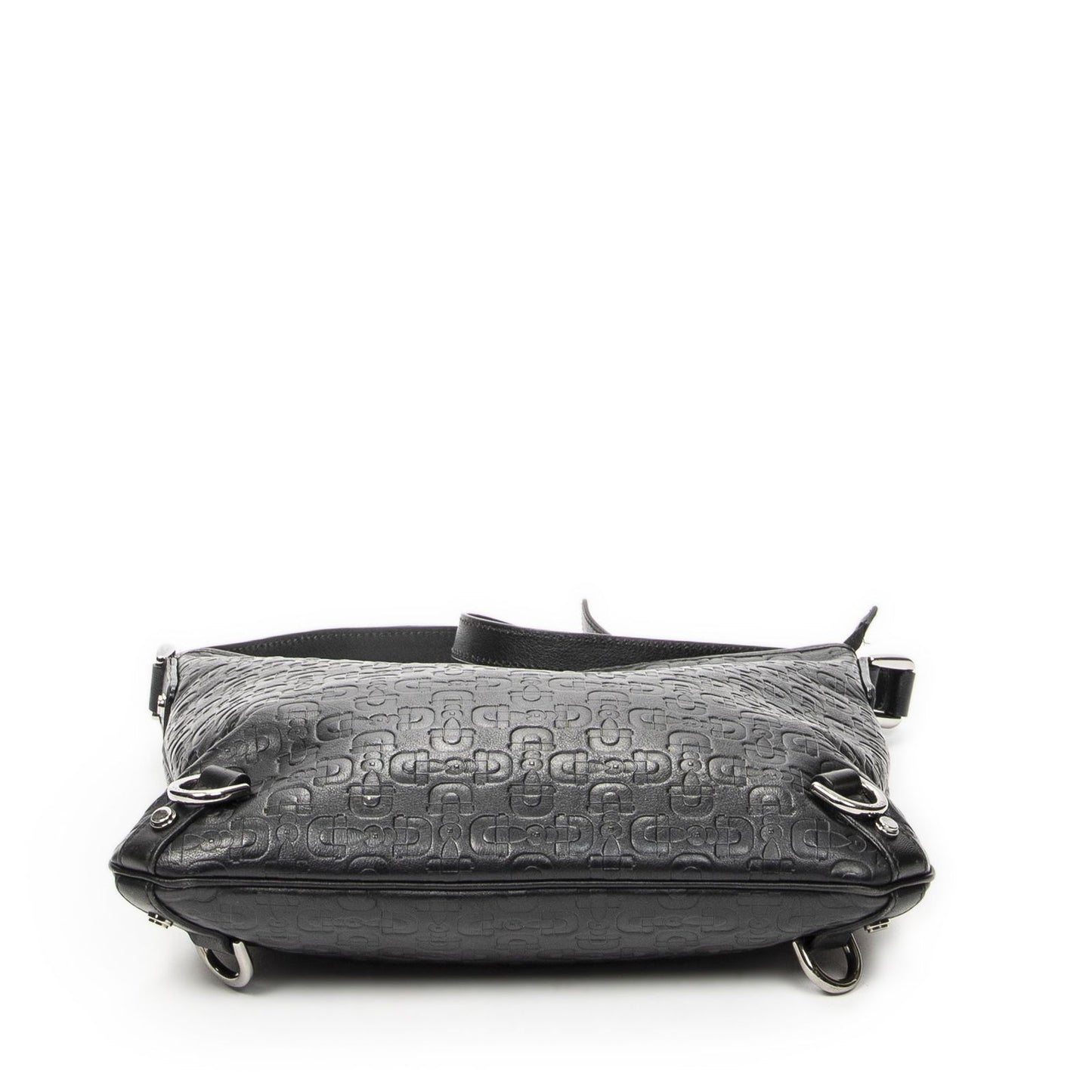 Gucci Abbey D Ring Crossbody Black Horsebit Embossed Leather — view 6