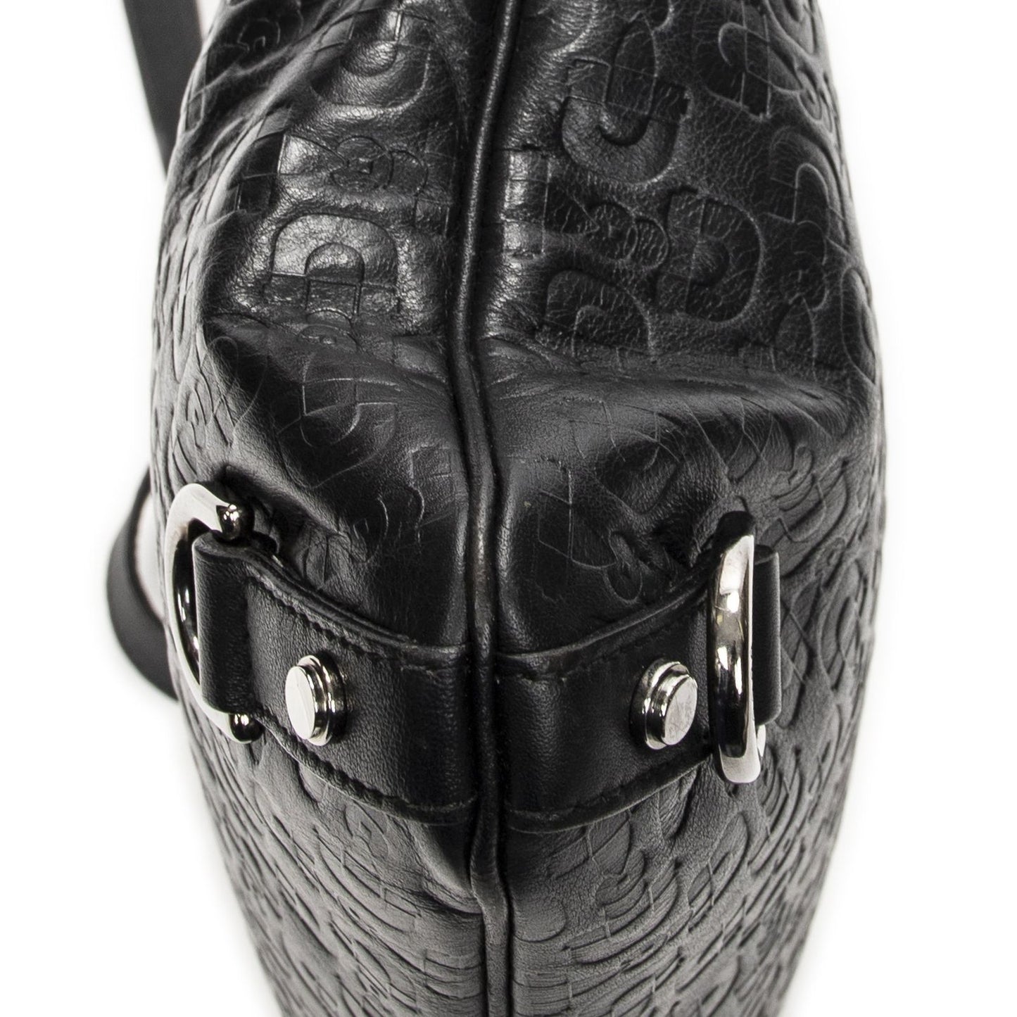 Gucci Abbey D Ring Crossbody Black Horsebit Embossed Leather — view 7