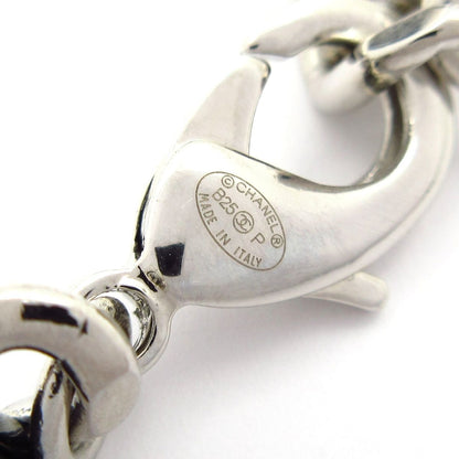 Chanel Necklace CC Logo Leather Silver Black Double Strand — view 5