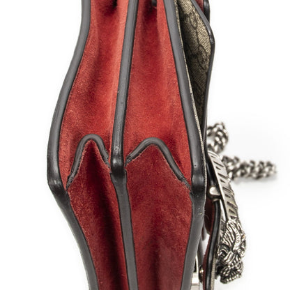 Gucci Small Dionysus Chain Crossbody Red Beige Supreme Canvas — view 7