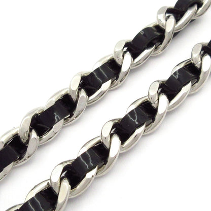 Chanel Necklace CC Logo Leather Silver Black Double Strand — view 6