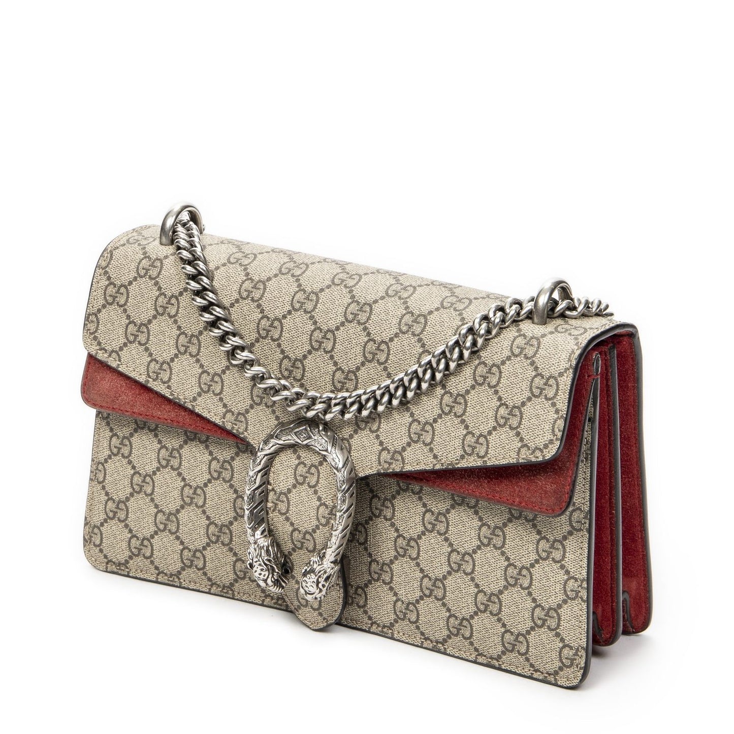 Gucci Small Dionysus Chain Crossbody Red Beige Supreme Canvas — view 2