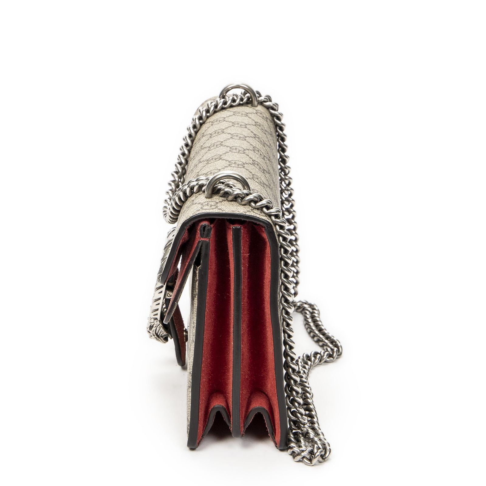 Gucci Small Dionysus Chain Crossbody Red Beige Supreme Canvas — view 3