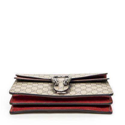 Gucci Small Dionysus Chain Crossbody Red Beige Supreme Canvas — view 6