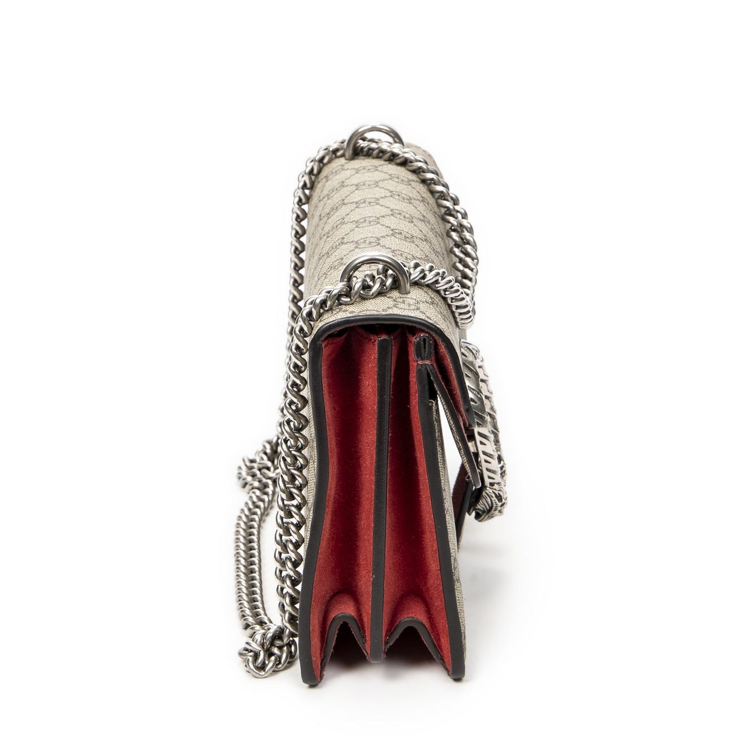 Gucci Small Dionysus Chain Crossbody Red Beige Supreme Canvas — view 4