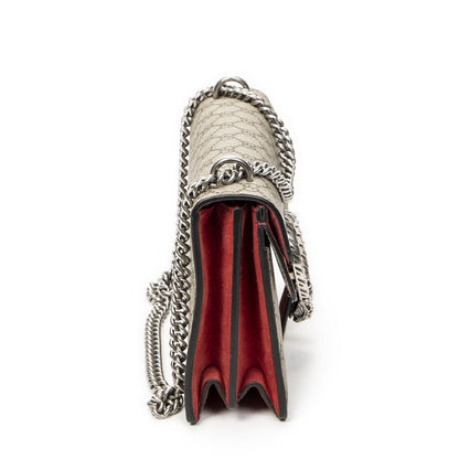 Gucci Small Dionysus Chain Crossbody Red Beige Supreme Canvas — view 4