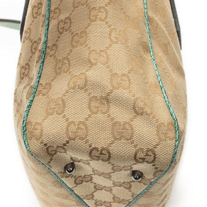 Gucci Small Shoulder Tote Teal Beige GG Canvas — view 7