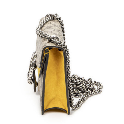 Gucci Small Dionysus Chain Crossbody Yellow Beige Supreme Canvas — view 3