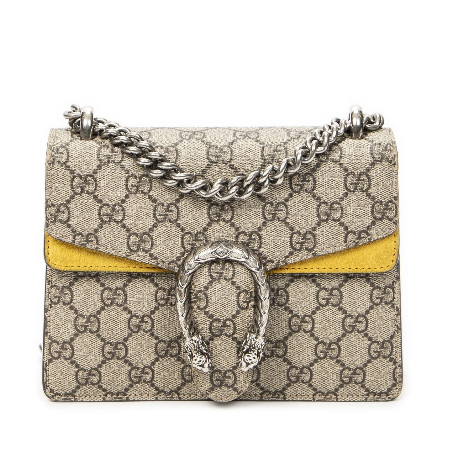Gucci Small Dionysus Chain Crossbody Yellow Beige Supreme Canvas