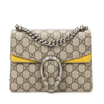 Gucci Small Dionysus Chain Crossbody Yellow Beige Supreme Canvas