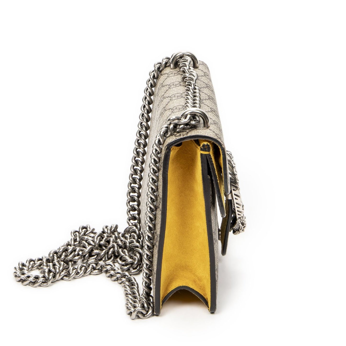 Gucci Small Dionysus Chain Crossbody Yellow Beige Supreme Canvas — view 4