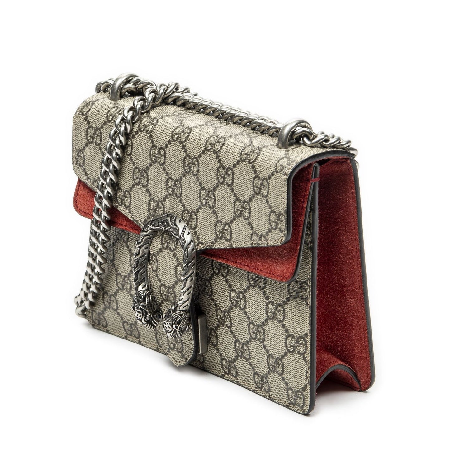 Gucci Small Dionysus Chain Crossbody Red Beige Supreme Canvas — view 2