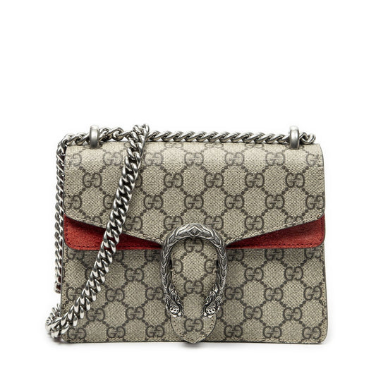 Gucci Small Dionysus Chain Crossbody Red Beige Supreme Canvas
