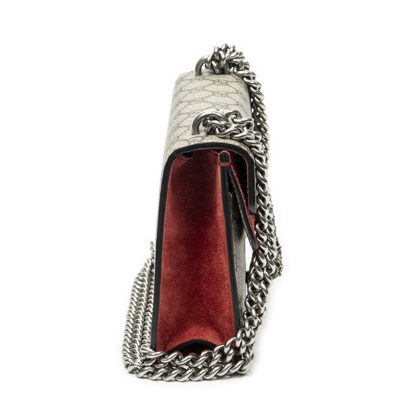 Gucci Small Dionysus Chain Crossbody Red Beige Supreme Canvas — view 4