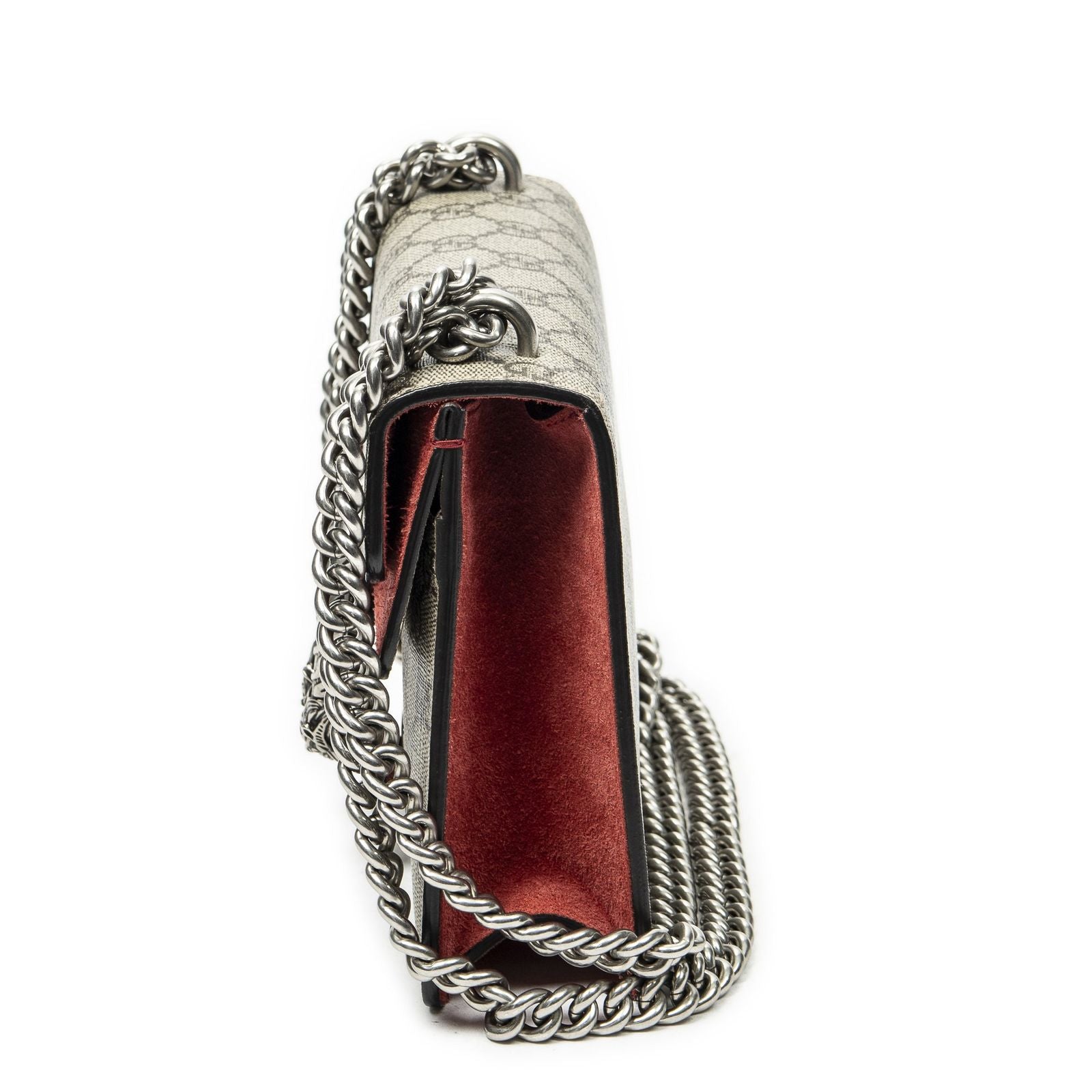 Gucci Small Dionysus Chain Crossbody Red Beige Supreme Canvas — view 3