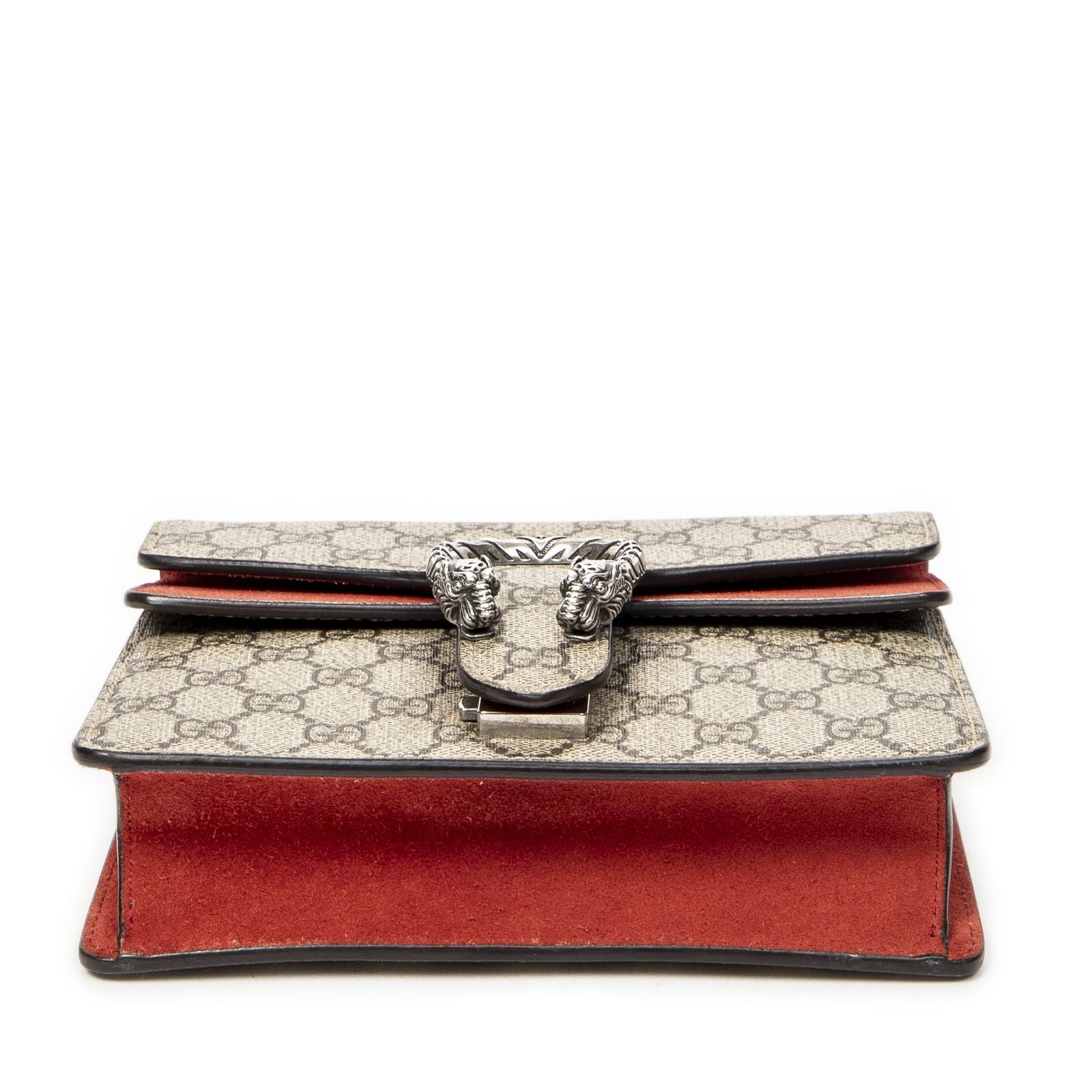 Gucci Small Dionysus Chain Crossbody Red Beige Supreme Canvas — view 6