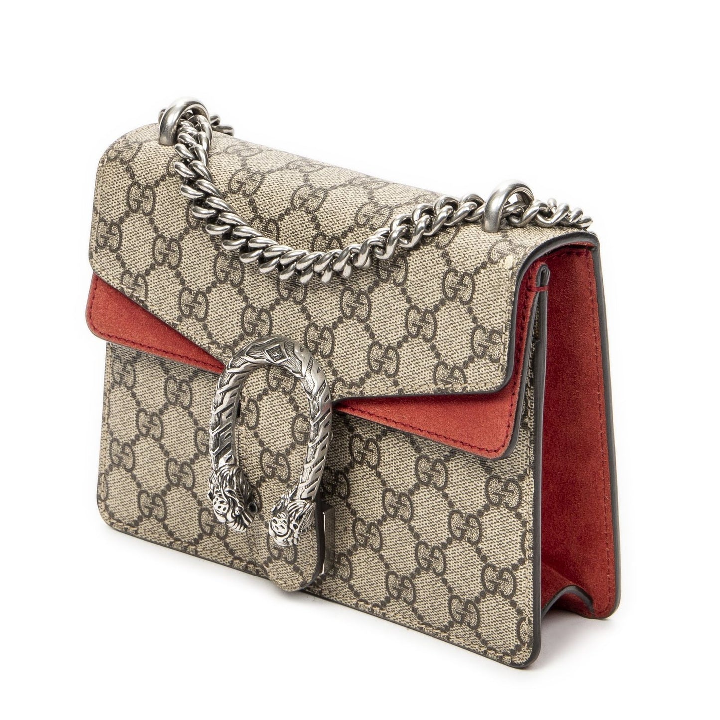 Gucci Small Dionysus Chain Crossbody Red Beige Supreme Canvas — view 2