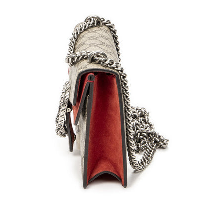 Gucci Small Dionysus Chain Crossbody Red Beige Supreme Canvas — view 3