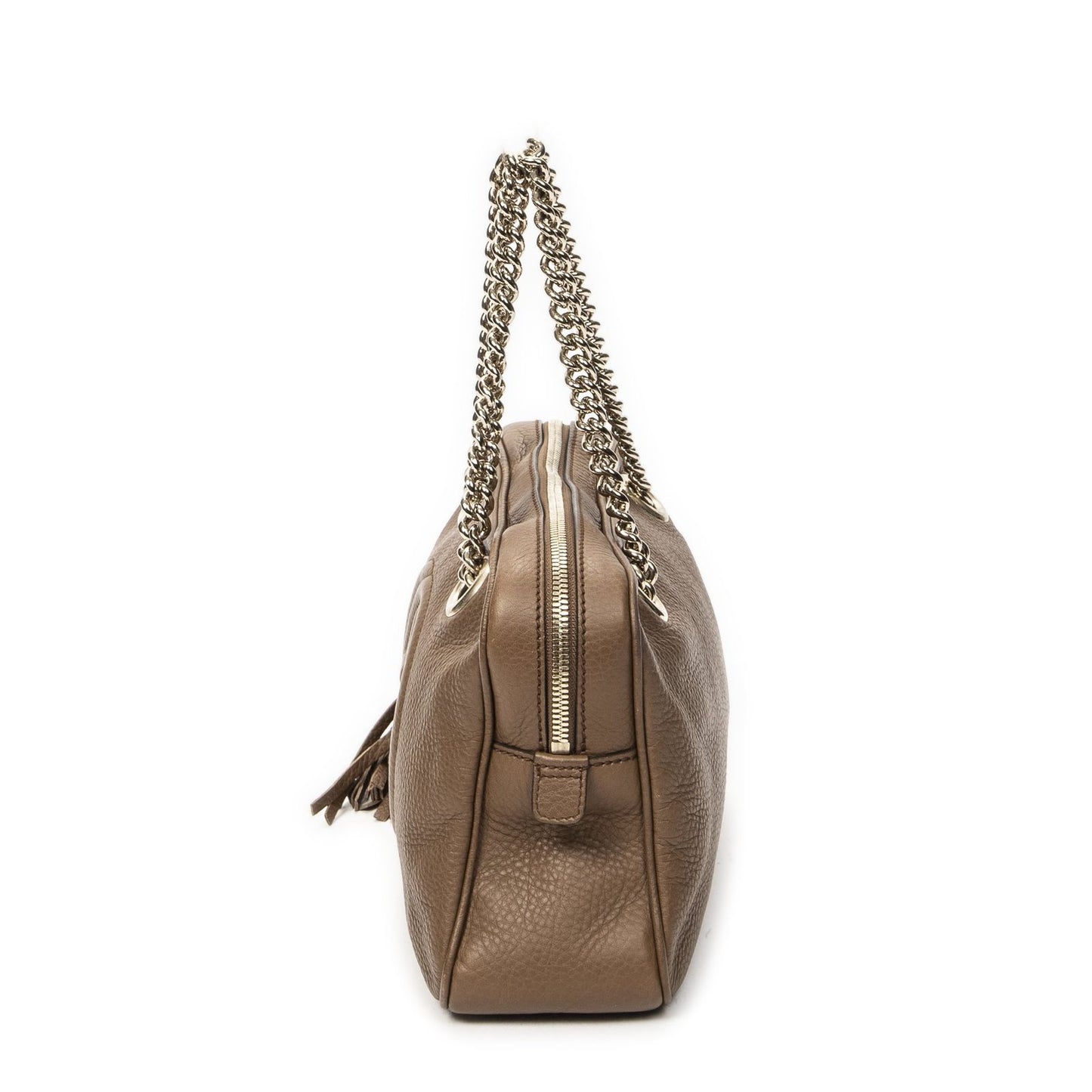 Gucci Soho Chain Bowla Bag Brown Gray Calfskin Leather — view 3