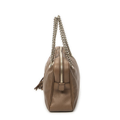 Gucci Soho Chain Bowla Bag Brown Gray Calfskin Leather — view 3
