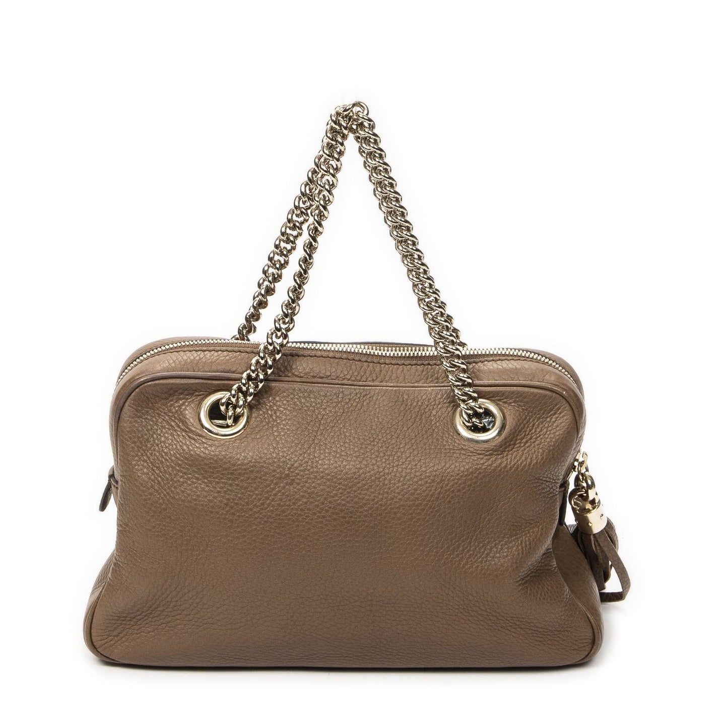 Gucci Soho Chain Bowla Bag Brown Gray Calfskin Leather — view 5