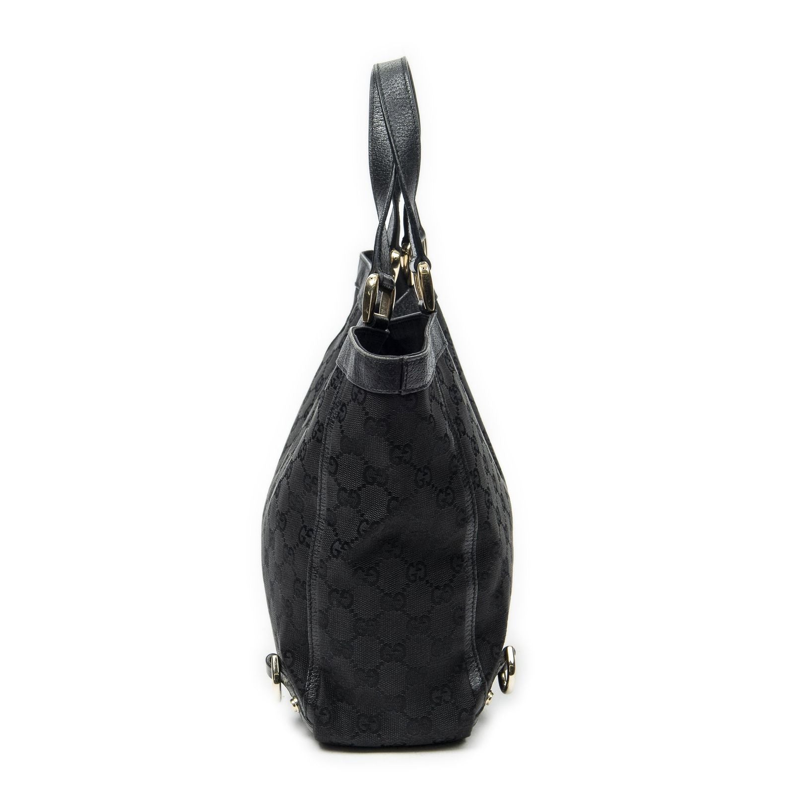 Gucci Small Abbey D Ring Tote Black GG Canvas — view 4