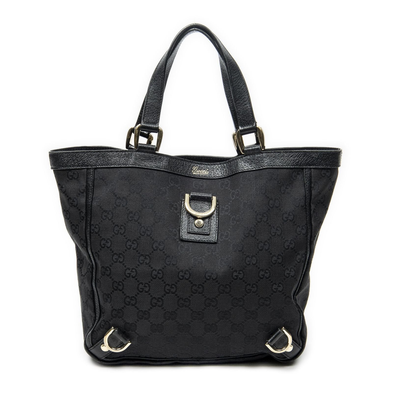 Gucci Small Abbey D Ring Tote Black GG Canvas