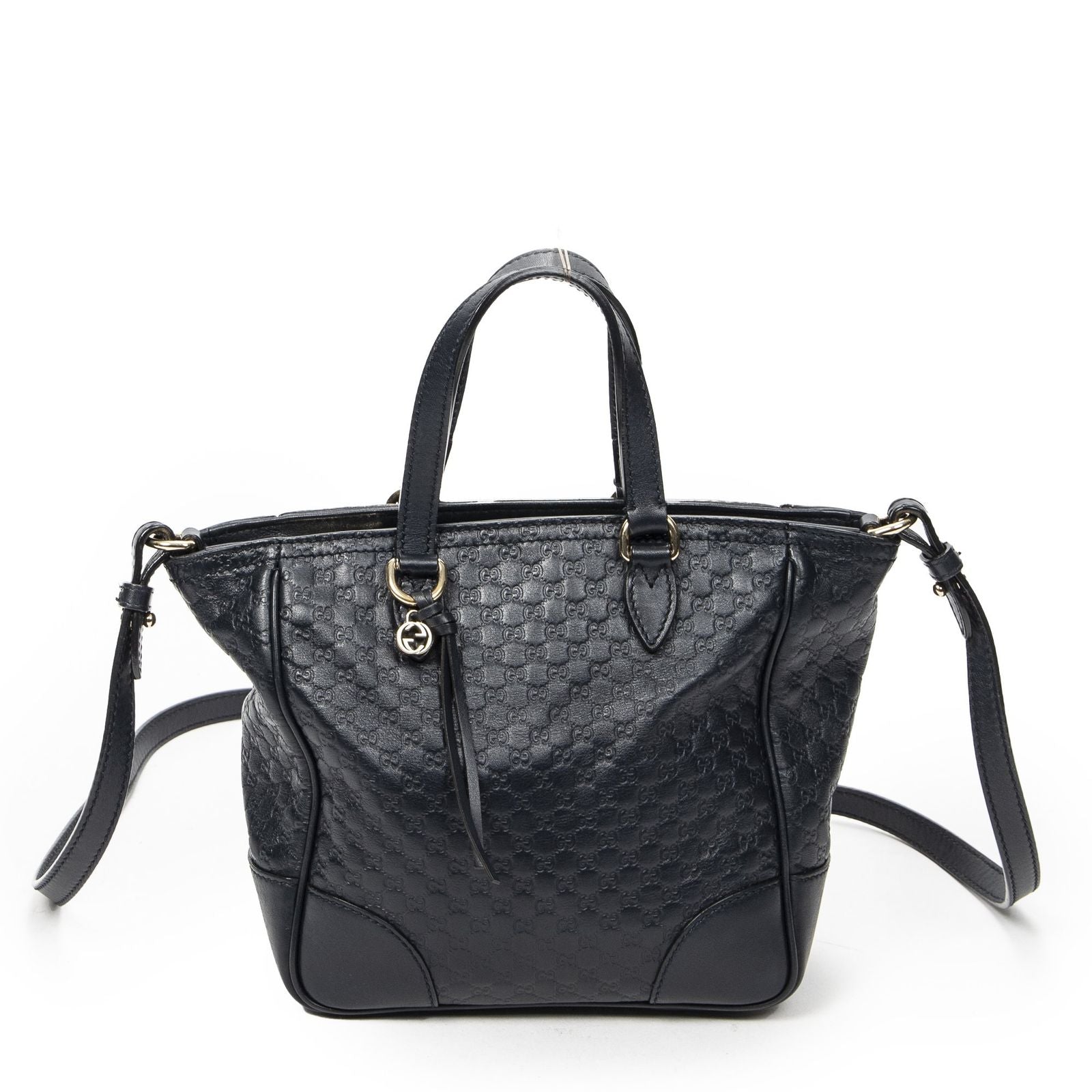 Gucci Small Bree Tote Navy Micro Guccissima Leather