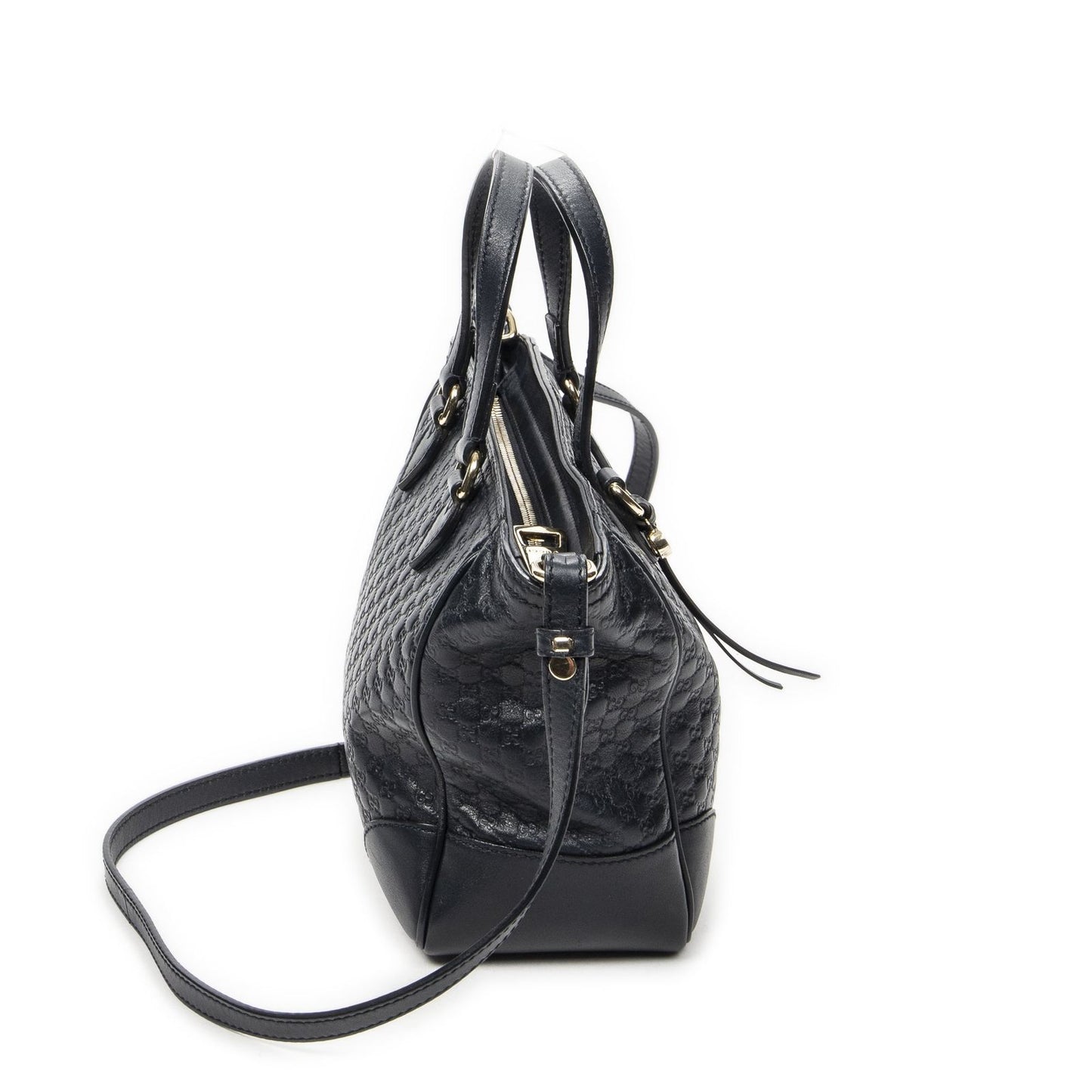Gucci Small Bree Tote Navy Micro Guccissima Leather — view 4