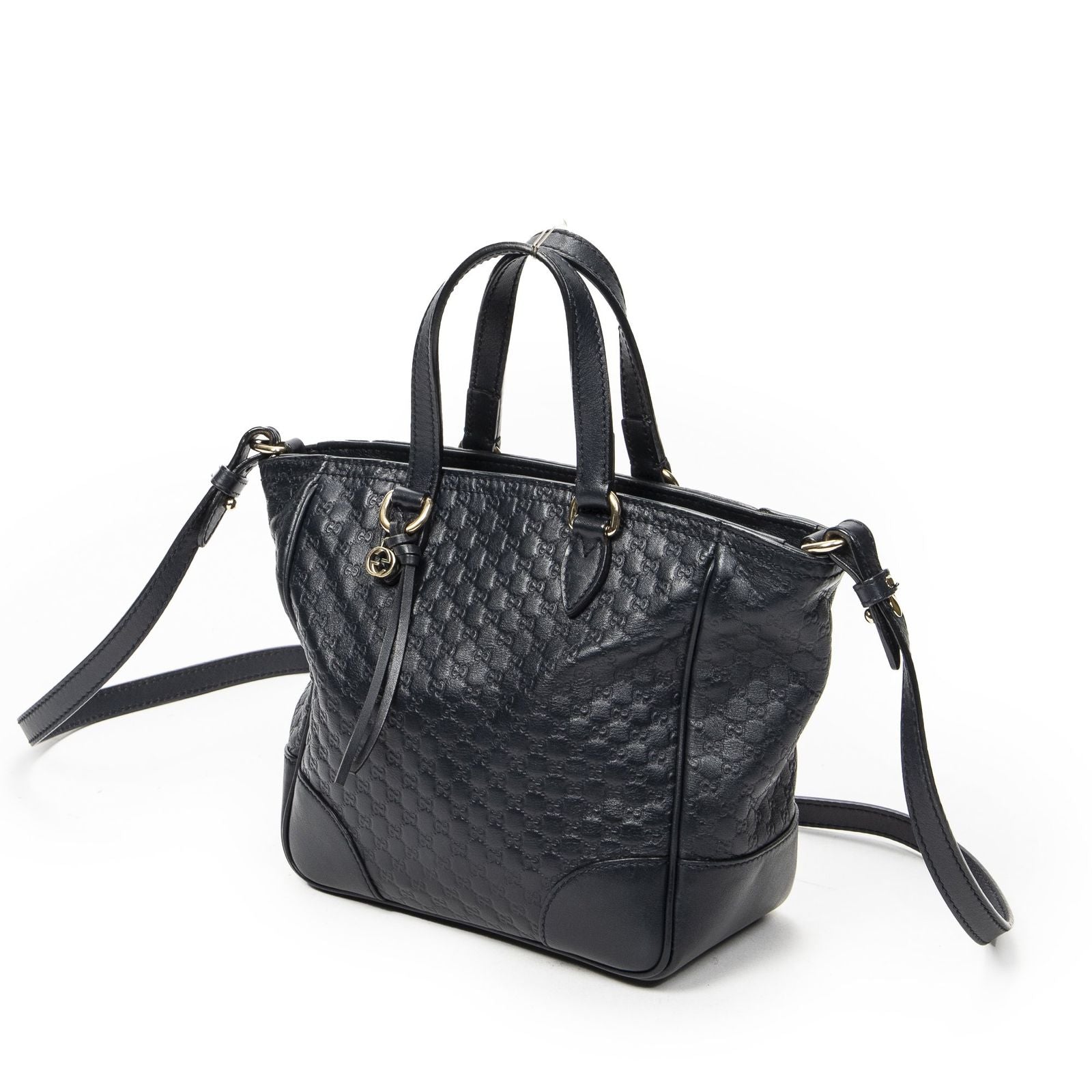 Gucci Small Bree Tote Navy Micro Guccissima Leather — view 2