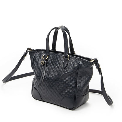 Gucci Small Bree Tote Navy Micro Guccissima Leather — view 2