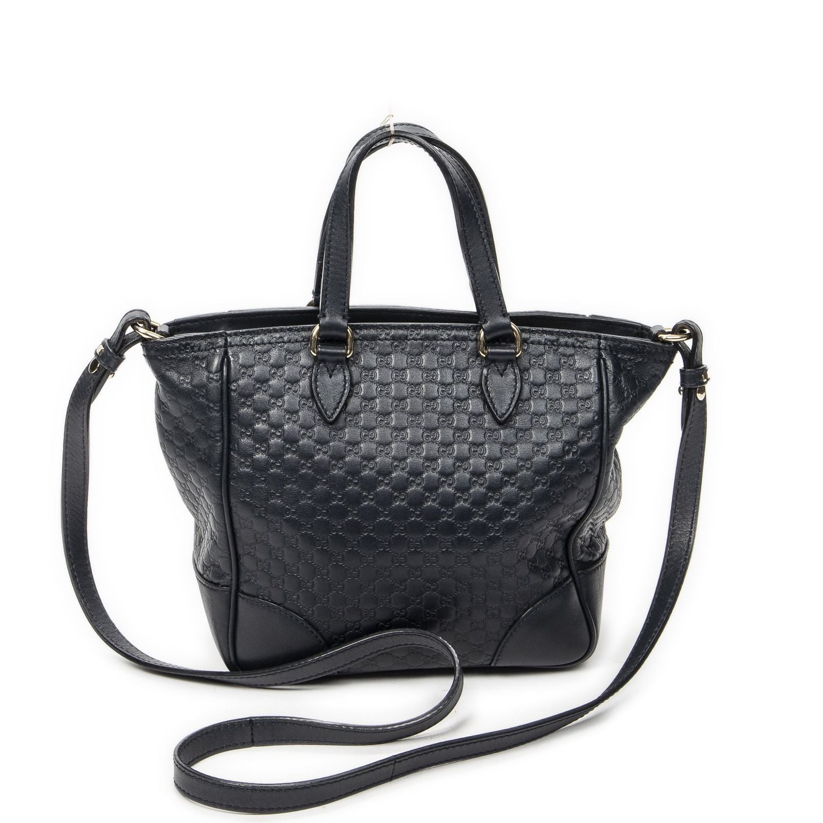 Gucci Small Bree Tote Navy Micro Guccissima Leather — view 5