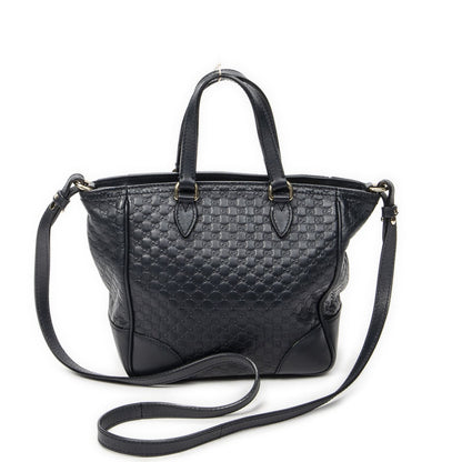 Gucci Small Bree Tote Navy Micro Guccissima Leather — view 5