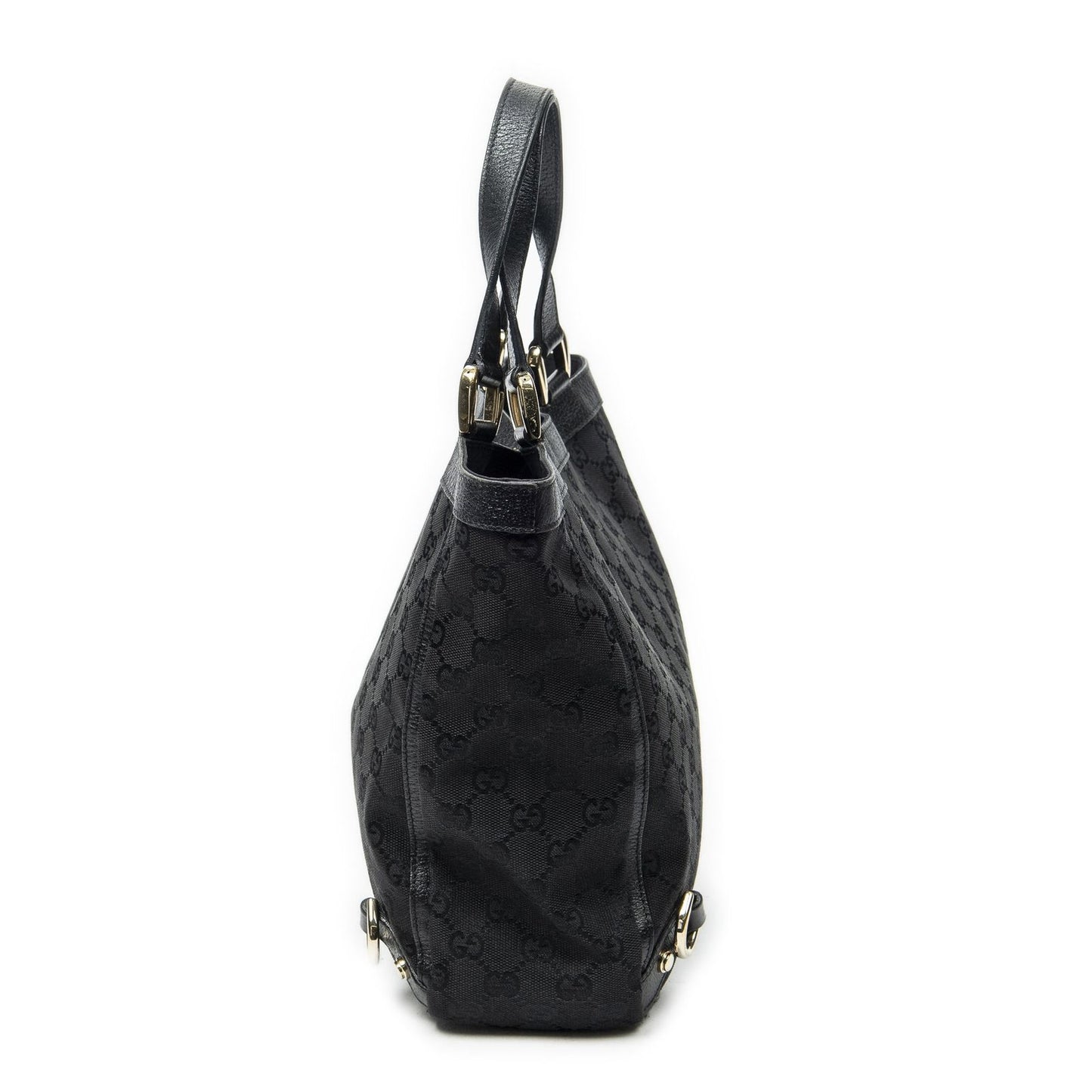 Gucci Small Abbey D Ring Tote Black GG Canvas — view 3