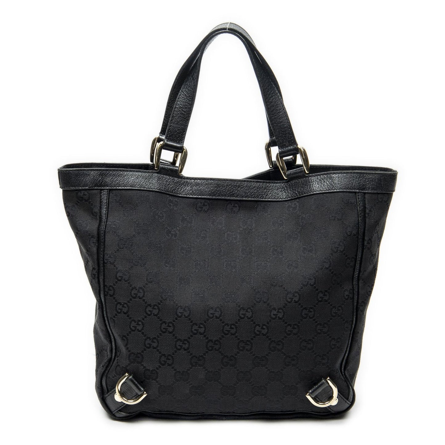Gucci Small Abbey D Ring Tote Black GG Canvas — view 5