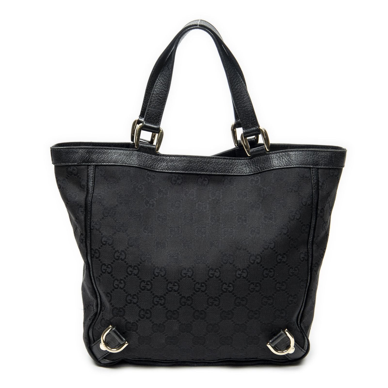 Gucci Small Abbey D Ring Tote Black GG Canvas — view 5