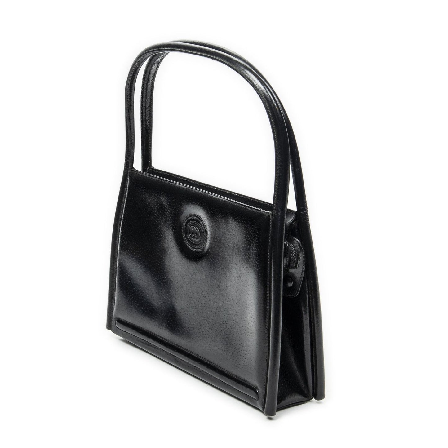 Gucci Vintage Rectangular Top Handle Black Gray Calfskin Leather — view 2