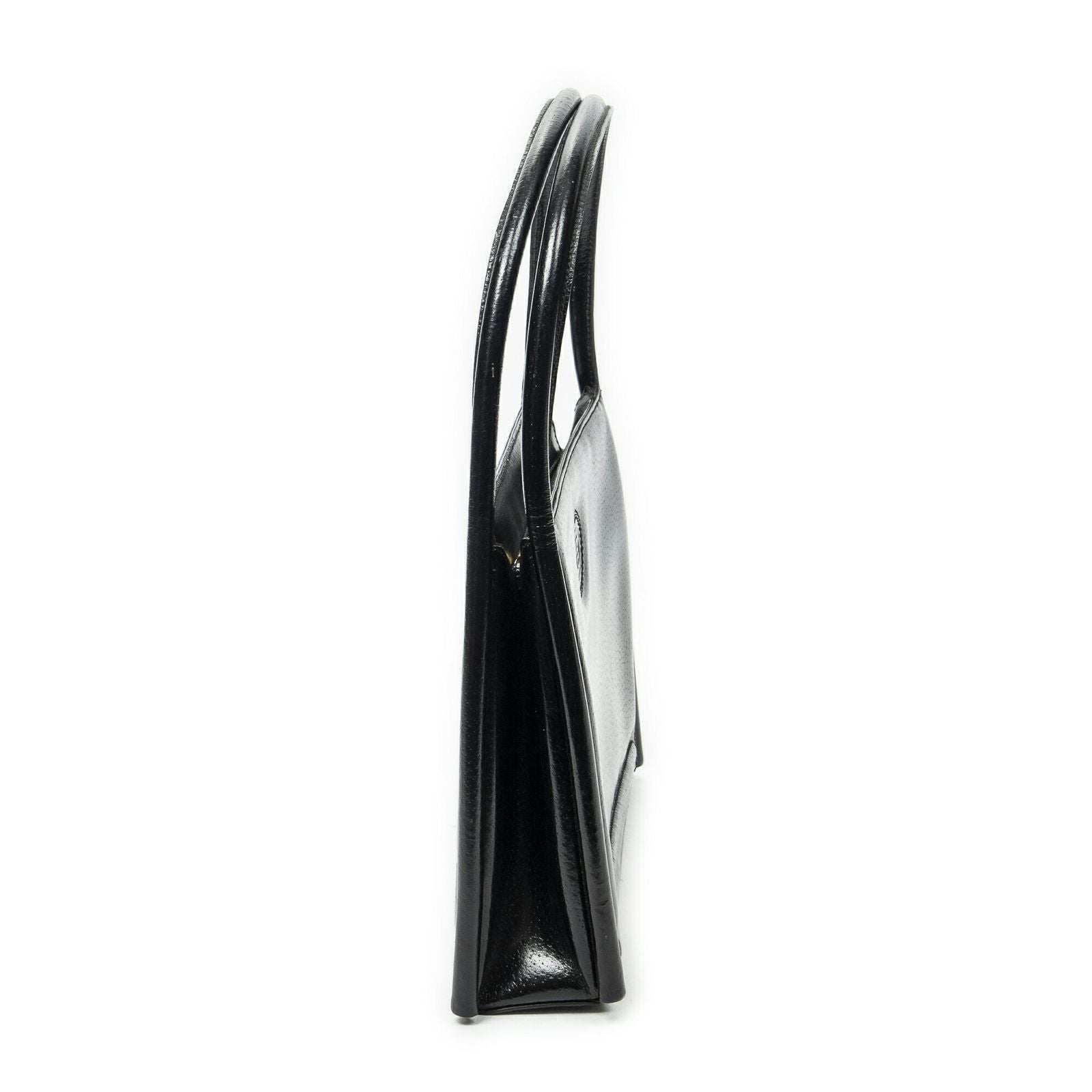 Gucci Vintage Rectangular Top Handle Black Gray Calfskin Leather — view 4