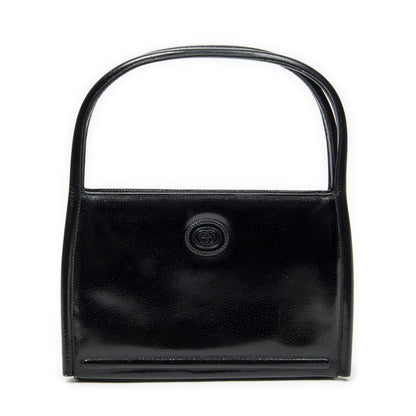 Gucci Vintage Rectangular Top Handle Black Gray Calfskin Leather