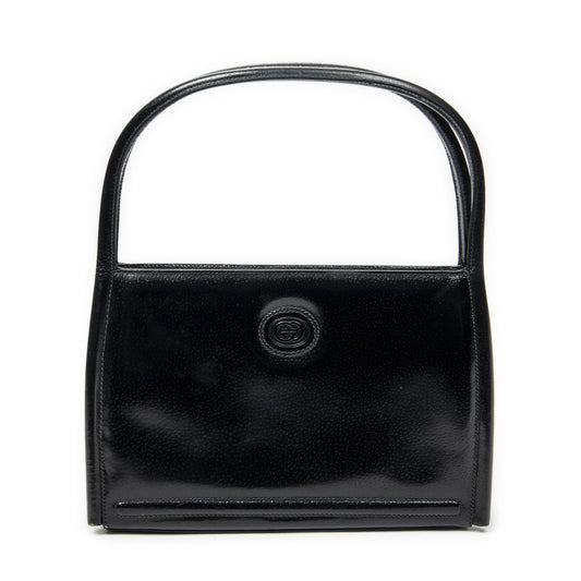 Gucci Vintage Rectangular Top Handle Black Gray Calfskin Leather