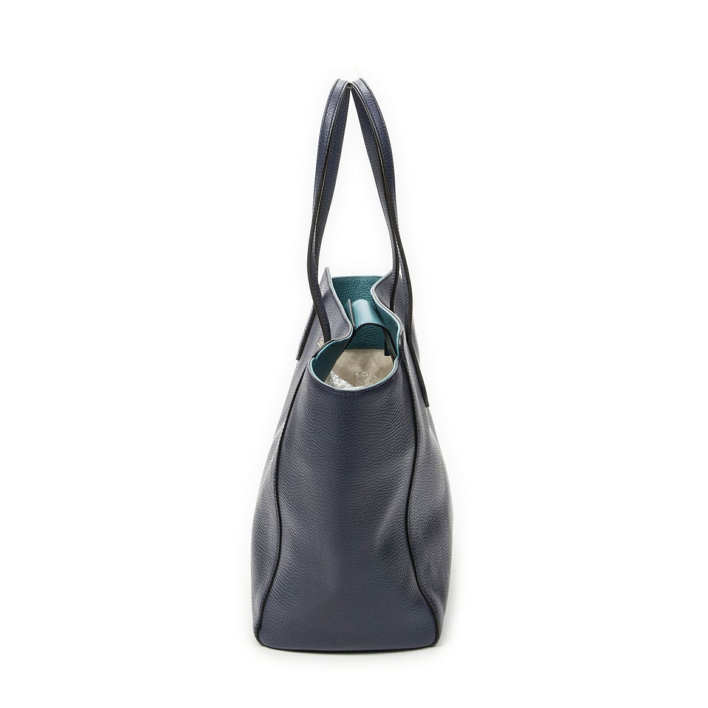 Gucci Swing Tote Navy Teal Gray Calfskin Leather — view 3