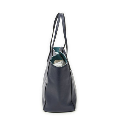 Gucci Swing Tote Navy Teal Gray Calfskin Leather — view 4