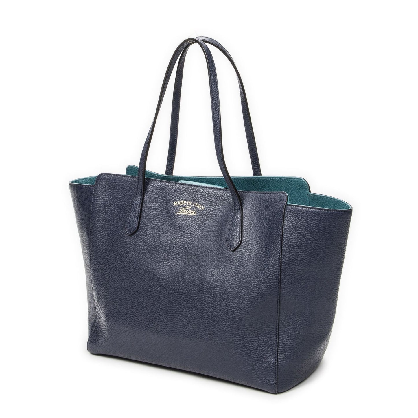 Gucci Swing Tote Navy Teal Gray Calfskin Leather — view 2
