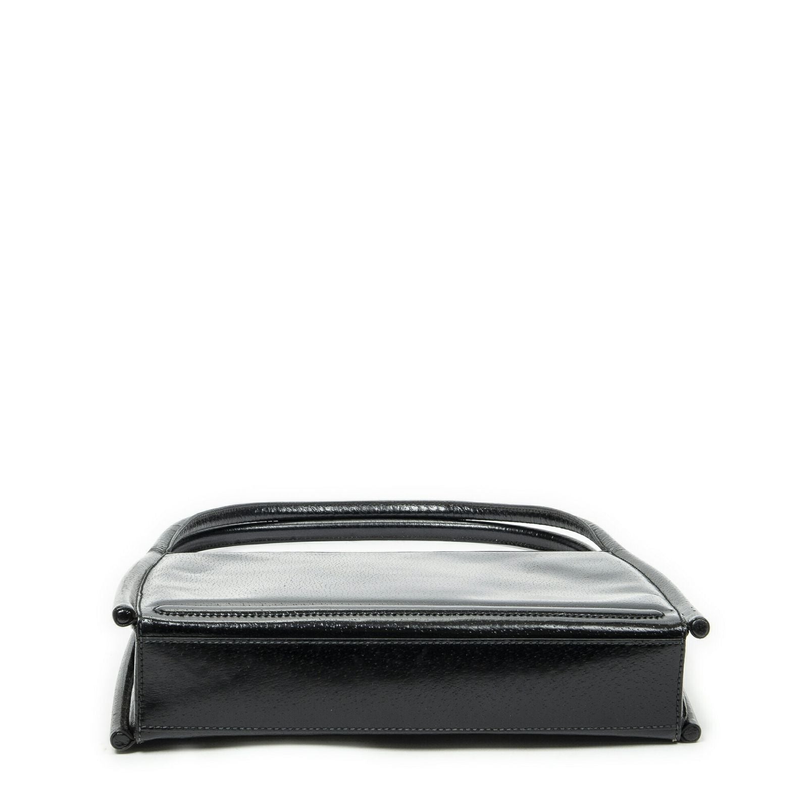 Gucci Vintage Rectangular Top Handle Black Gray Calfskin Leather — view 6