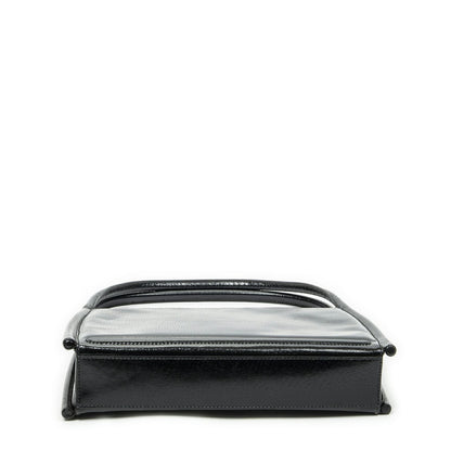 Gucci Vintage Rectangular Top Handle Black Gray Calfskin Leather — view 6