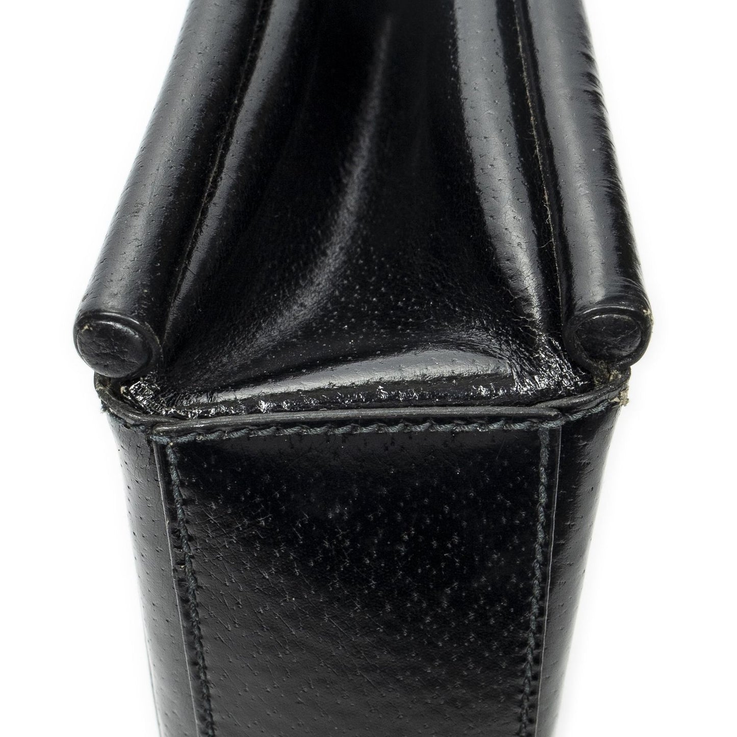 Gucci Vintage Rectangular Top Handle Black Gray Calfskin Leather — view 8