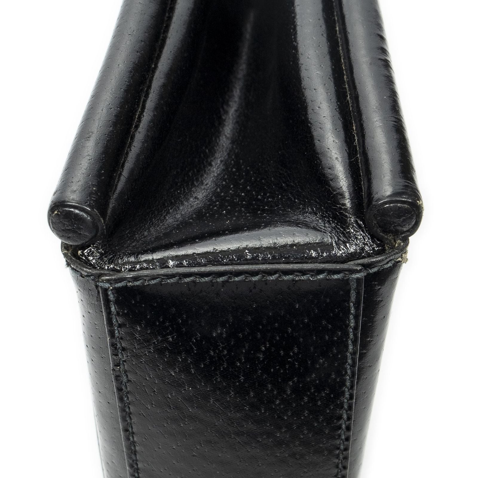 Gucci Vintage Rectangular Top Handle Black Gray Calfskin Leather — view 8