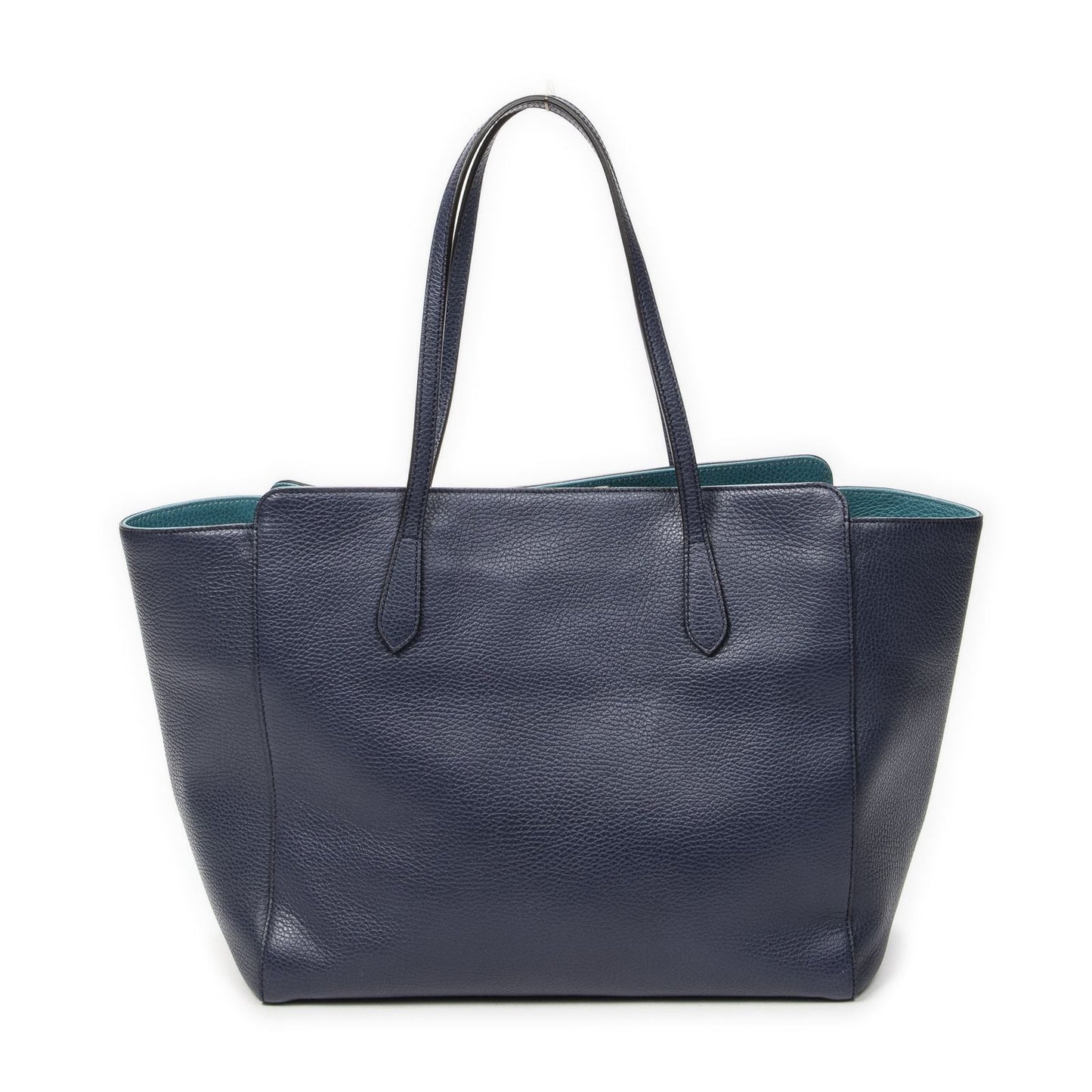 Gucci Swing Tote Navy Teal Gray Calfskin Leather — view 5