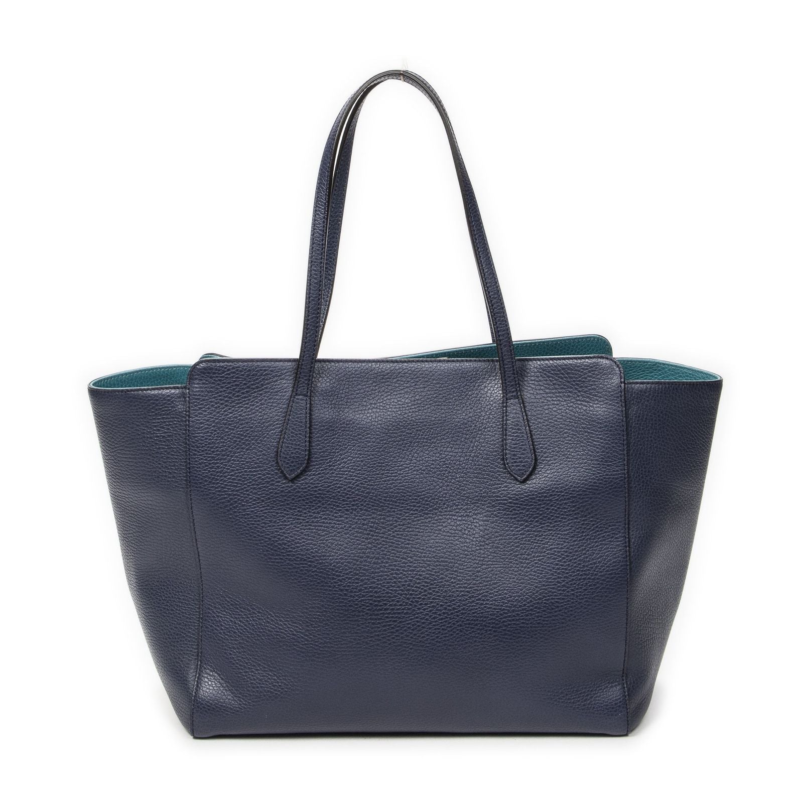Gucci Swing Tote Navy Teal Gray Calfskin Leather — view 5