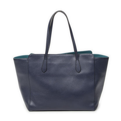 Gucci Swing Tote Navy Teal Gray Calfskin Leather — view 5